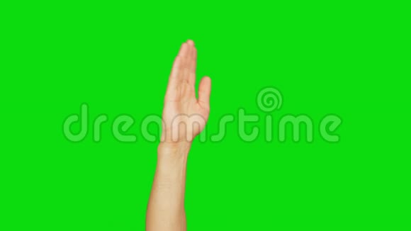 右手举起吸引注意力突出在绿色屏幕上阿尔法通道按键绿色屏幕视频的预览图