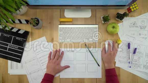 计算机绘图故事板模板与工作视频的预览图