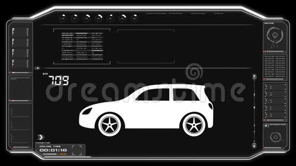 4KUIHUD用户界面与运输和汽车的汽车调整视频的预览图