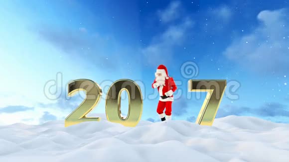 圣诞老人跳舞2017年文字舞蹈1美丽的冬季景观视频的预览图