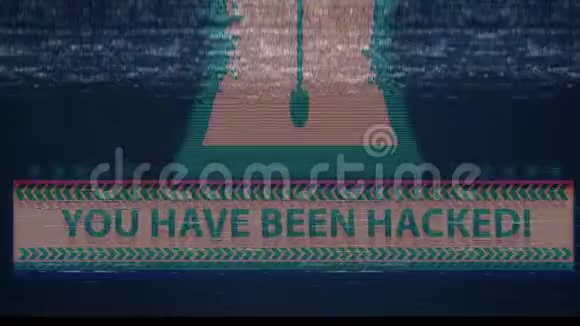 黑客元素和像素噪声闪烁与铭文你被黑客攻击了视频的预览图