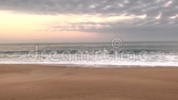 沙滩上的海浪一群海鸥在镜框里飞翔视频的预览图