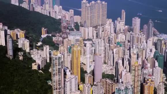 香港城市航空美丽的蓝天视频的预览图
