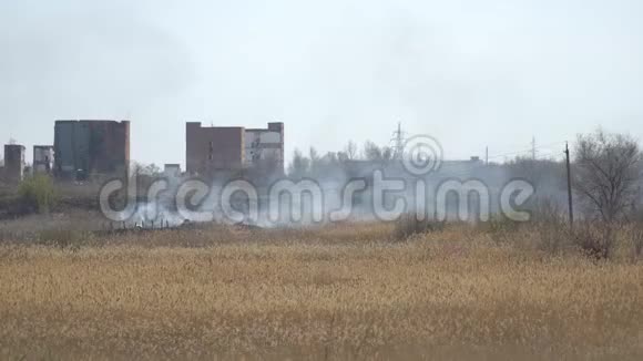 厂房前火灾产生的烟雾视频的预览图
