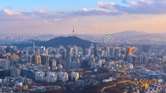 韩国首尔市天际线时间流逝视频的预览图