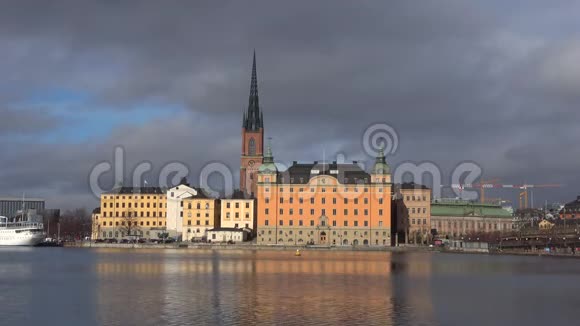 骑士岛风景三月天瑞典旧斯德哥尔摩视频的预览图