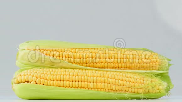 在白色背景下旋转的玉米芯视频的预览图