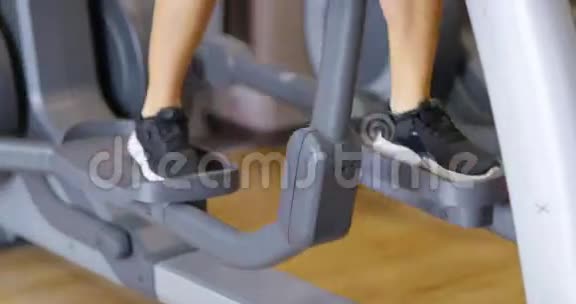 健身馆椭圆健身机上的运动女性训练视频的预览图