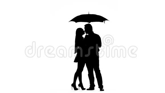 在伞下接吻剪影白色背景视频的预览图