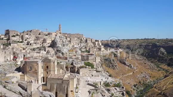 典型马特拉石的全景意大利的马特拉是联合国教科文组织的世界遗产地和C欧洲首都视频的预览图