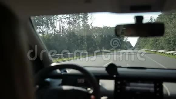 汽车在高速公路上穿过森林视频的预览图