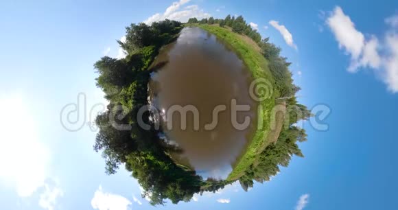 景观与河流和树木球形全景视频的预览图