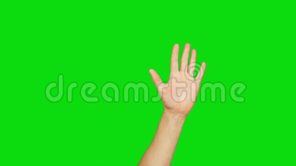 左手举起吸引眼球的色度关键背景阿尔法通道按键绿色屏幕视频的预览图
