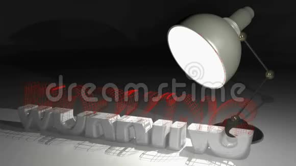 工作3D写在台灯的灯光下3D渲染视频视频的预览图