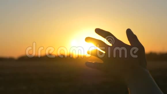 在日落时分一个人阳光从车窗中伸出手来视频的预览图