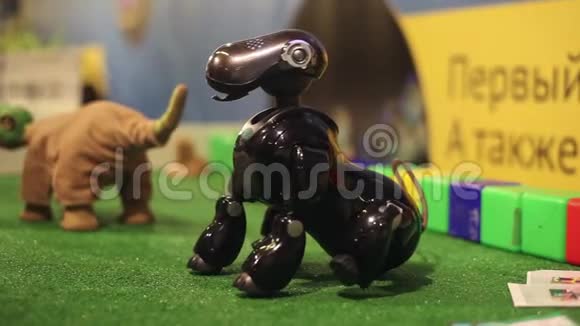 一只机器人狗坐着摇尾巴现代机器人技术人工智能今天的控制系统视频的预览图
