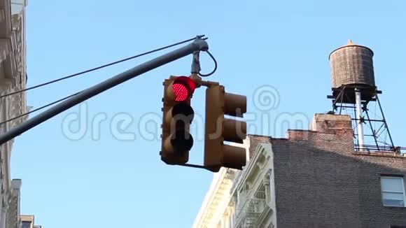 美国纽约市的红色交通灯视频的预览图