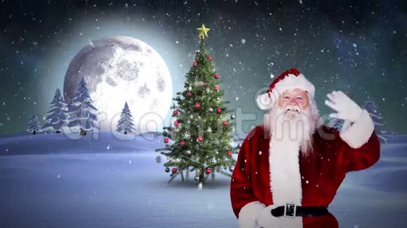 圣诞老人在雪景中挥舞着相机视频的预览图
