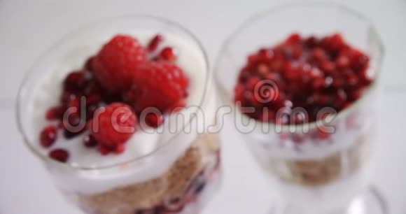 红莓石榴籽酸奶4k杯视频的预览图