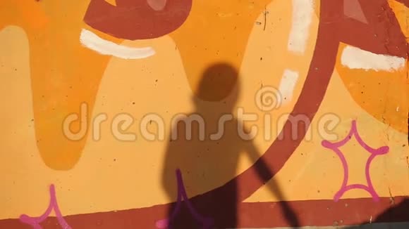 一个小男孩在彩色墙壁上的影子视频的预览图