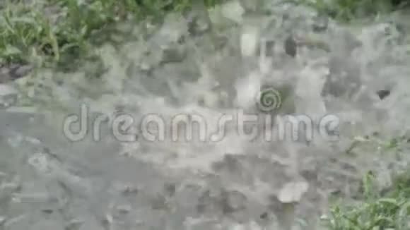 路上水坑里的雨视频的预览图
