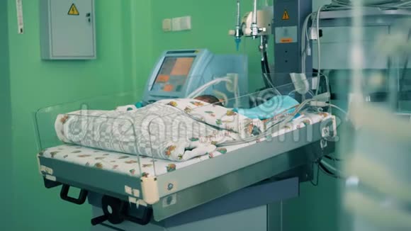 医疗室有一个新生婴儿躺在盒子里孵化器4K视频的预览图
