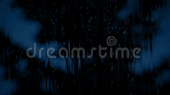 树穿过雨水的窗户在夜晚视频的预览图