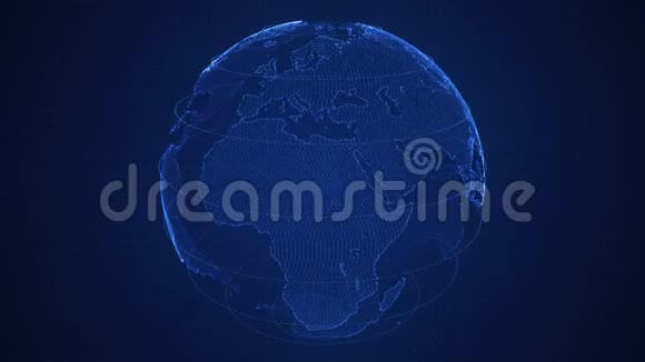 双星蓝色3D行星地球构造的数字旋转旋转地球闪耀着二元大陆哈德行星视频的预览图