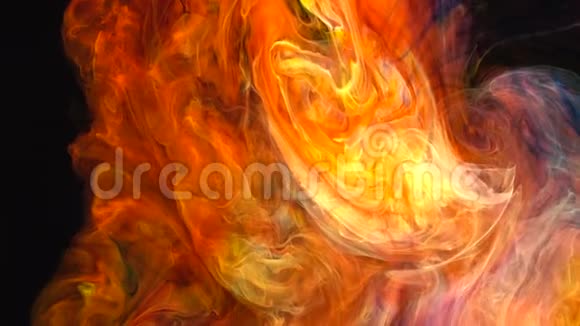 4K镜头抽象火焰七彩油漆墨扩散迷幻视频的预览图