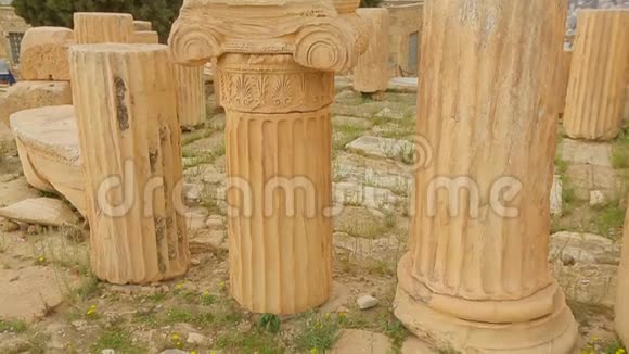 古代大理石柱的一部分有着先进的首都和文化遗产视频的预览图