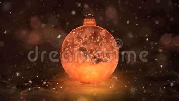 圣诞金冰玻璃包装饰雪花背景环视频的预览图