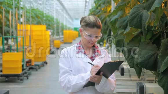 实验室技术人员在农工综合体撰写报告女人脸上带着微笑视频的预览图