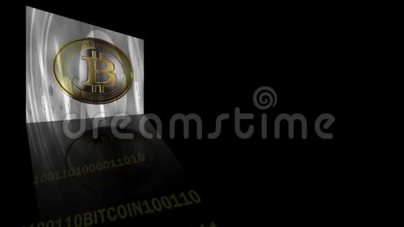黑色背景下金色Bitcoins的金融概念视频的预览图
