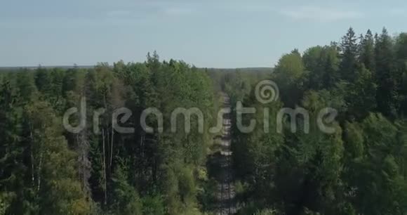 铁路穿过美丽的绿色夏林视频的预览图