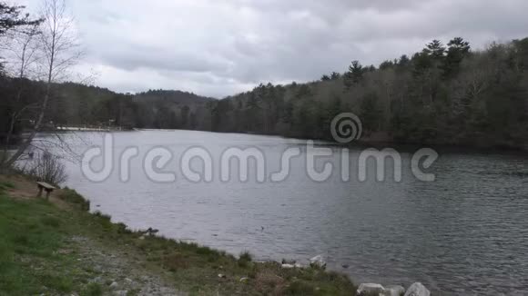 乔治亚堡山公园堡山公园的一个小山湖视频的预览图