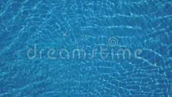 游泳池里纯蓝色的水光线反射空中镜头视频的预览图
