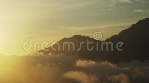山顶树木剪影背景风景自然金色日出视频的预览图