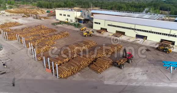 木工工厂全景大型木工工厂鸟瞰图视频的预览图