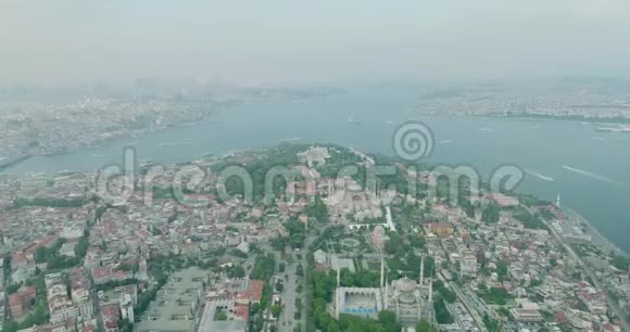 伊斯坦布尔历史半岛和圣索菲亚海景视频的预览图