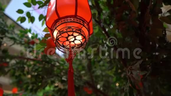 中国红灯笼的慢动作特写农历新年概念中国新年理念视频的预览图