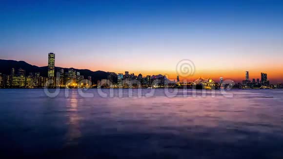 美丽的香港落日城景高清时间推移视频的预览图