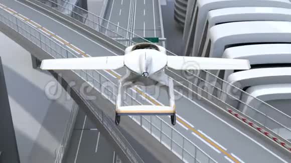 未来派飞车降落在高速公路上视频的预览图