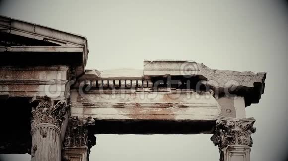 黑白照片古希腊罗马建筑设计老电影视频的预览图