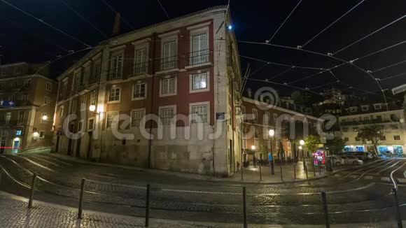 4k里斯本葡萄牙运动时间超移超高清夜间路灯视频的预览图