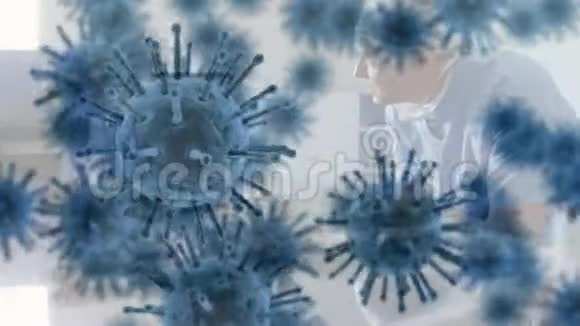 以医护人员为背景的冠状病毒covid19传播动画视频的预览图