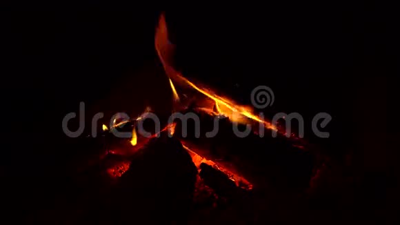 火焰场有炽热的咆哮之火和红色的煤4KProRes10位视频的预览图