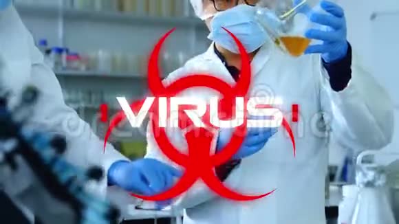 冠状病毒大流行期间Word病毒与医护人员的背景动画视频的预览图