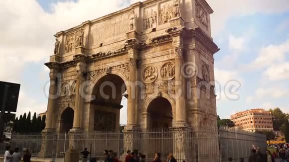 君士坦丁拱门罗马中心竞技场附近的凯旋门视频的预览图