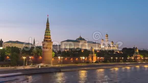 莫斯科俄罗斯城市天际线日夜流逝视频的预览图