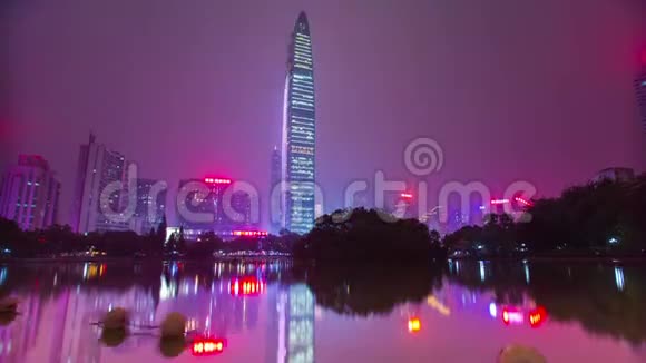 中国有摩天大楼的夜城拍摄时间延时视频的预览图